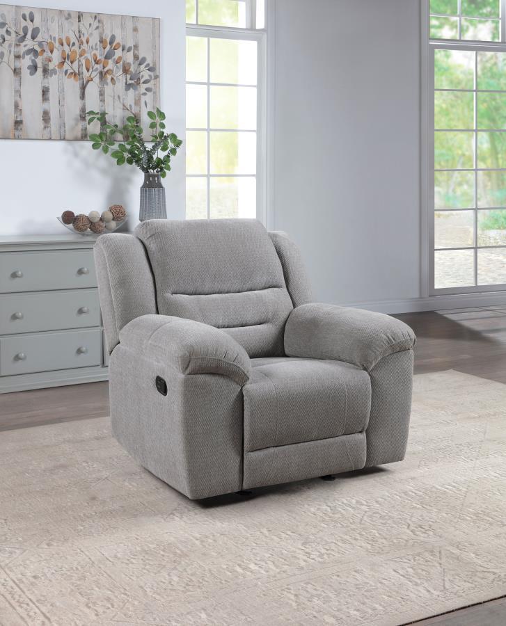 Gilson - Chenille Upholstered Reclining Glider Recliner - Gray Coaster Fine Furniture