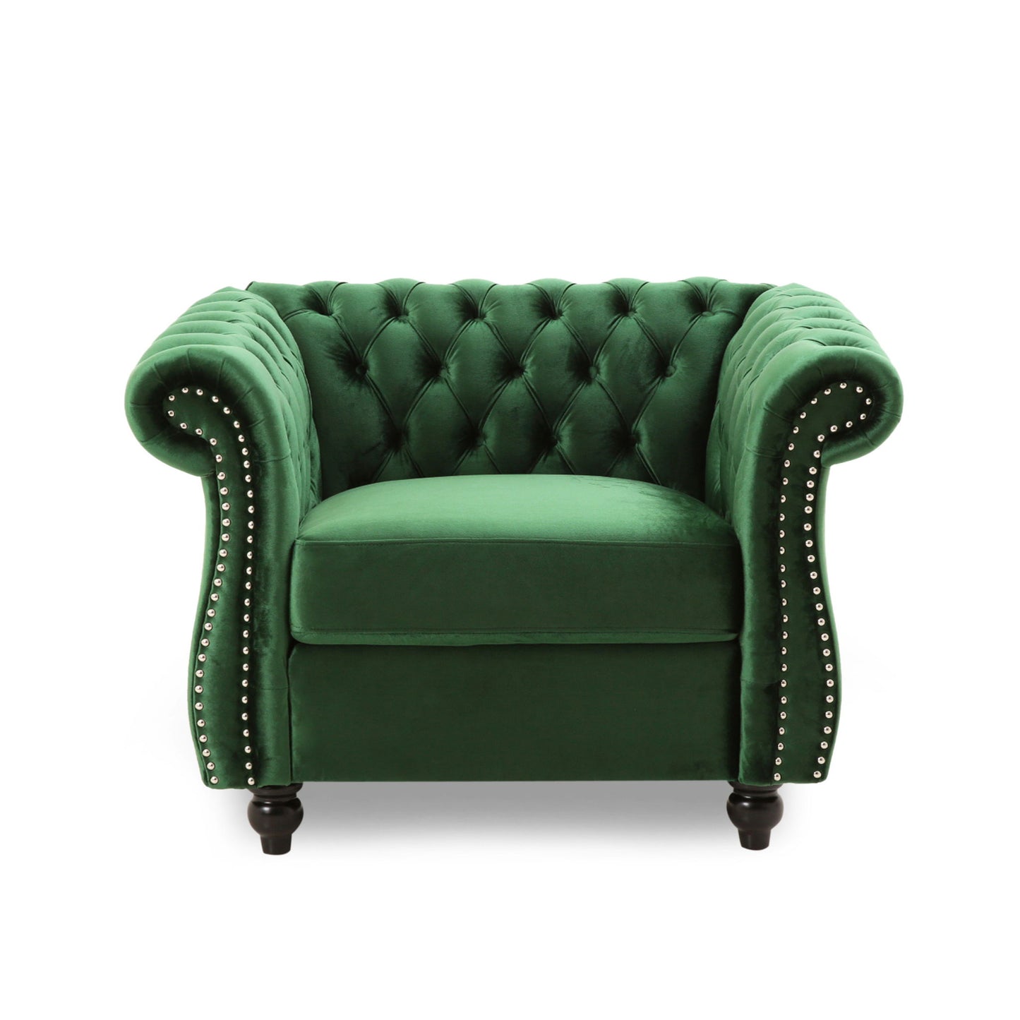 Nexuson - Upholstered Chesterfield Chair With Deep Tufted And Nailhead Trim Noble House