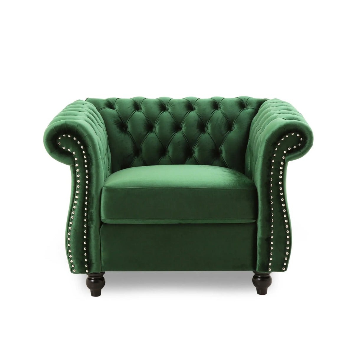 Nexuson - Upholstered Chesterfield Chair With Deep Tufted And Nailhead Trim Noble House
