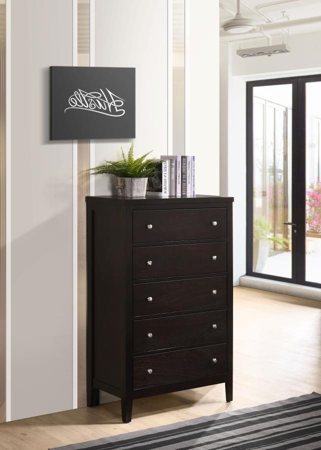Carlton - 5-Drawer Bedroom Chest - Cappuccino CoasterEveryday