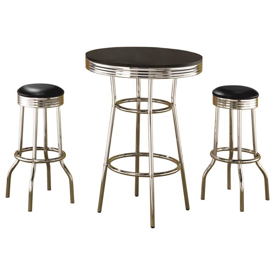 Retro - 3 Pieces Round 1950s Bistro Pub Bar Table Set Coaster Fine Furniture