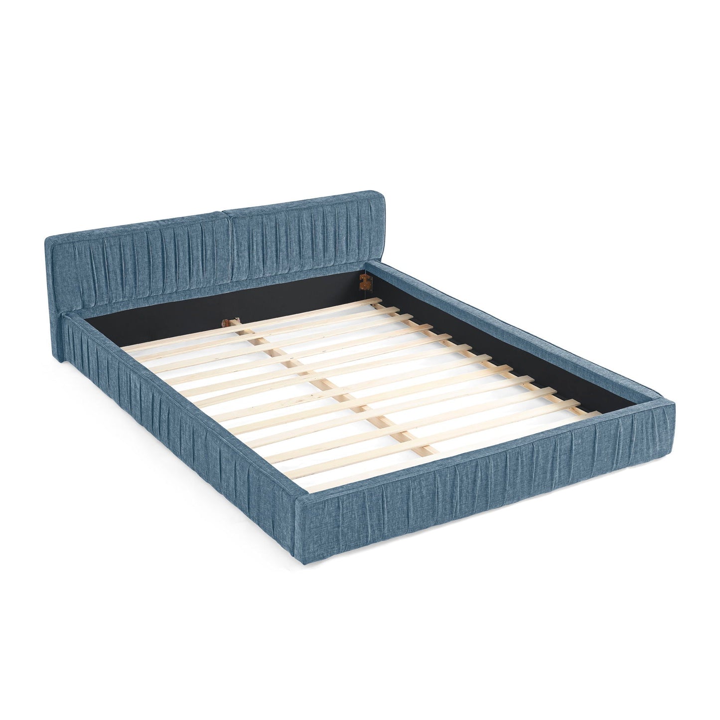 Modern Upholstered Platform Bed Frame With Pleated Design Home Essentials