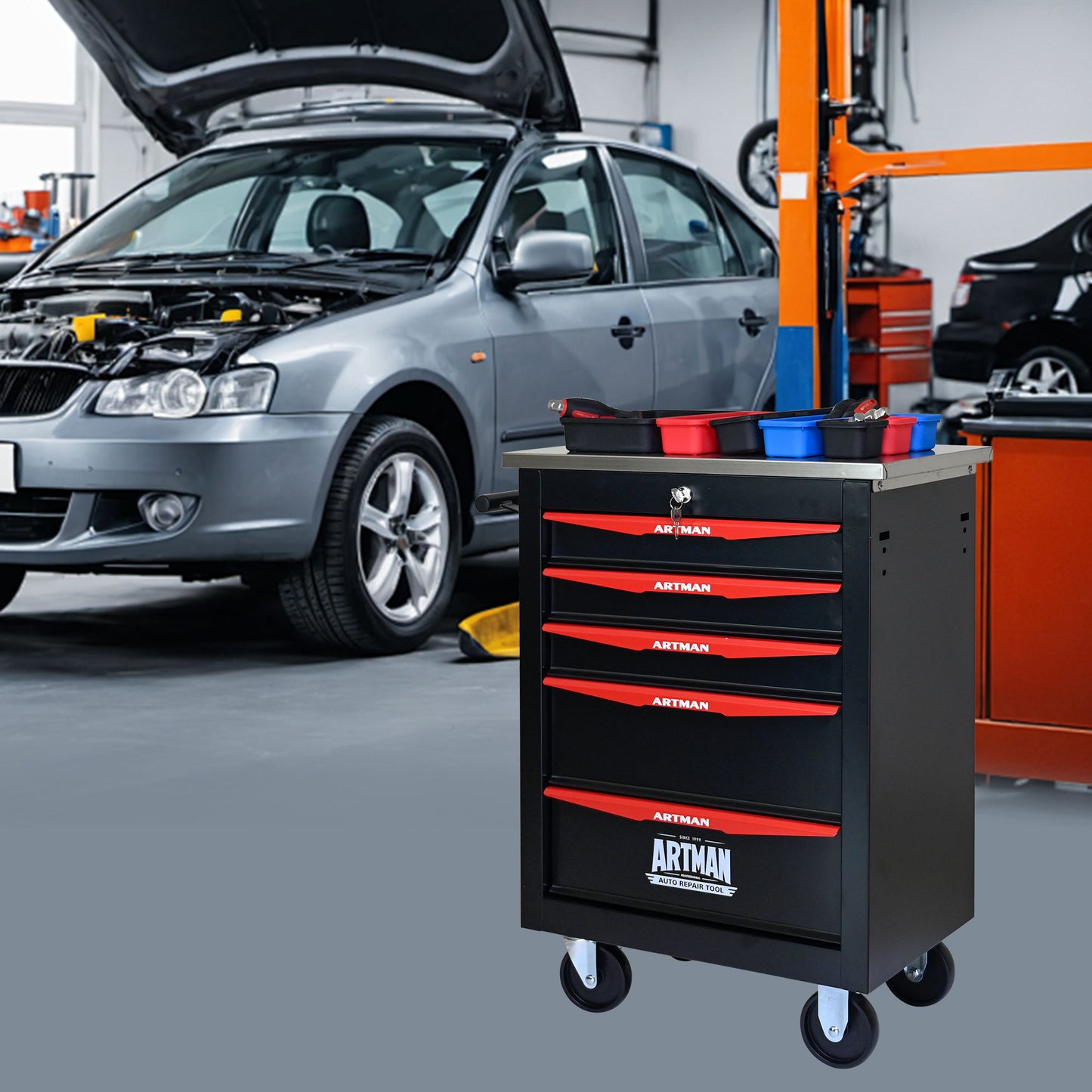 Drawer Multifunctional Tool Cart With Wheels For Garage Daily Nest