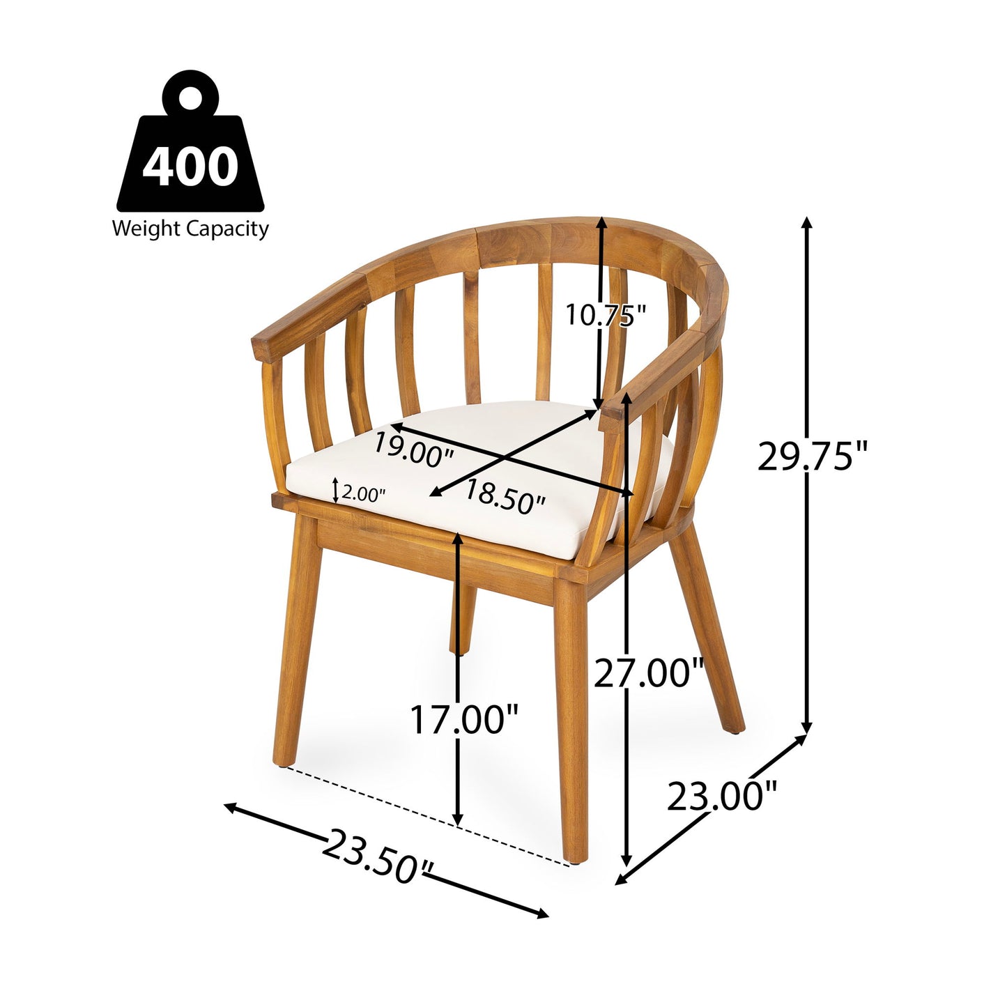 Klismos - Dining Armchair (Set of 2) - Teak / Beige Noble House
