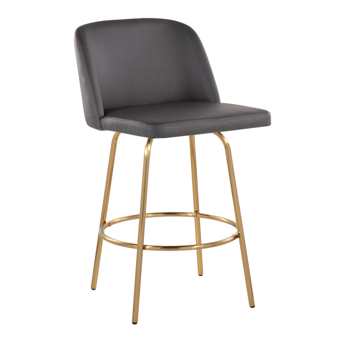 Toriano - Contemporary, Fixed Height Counter Stool With Swivel With Round Footrest (Set of 2) Lumi Source