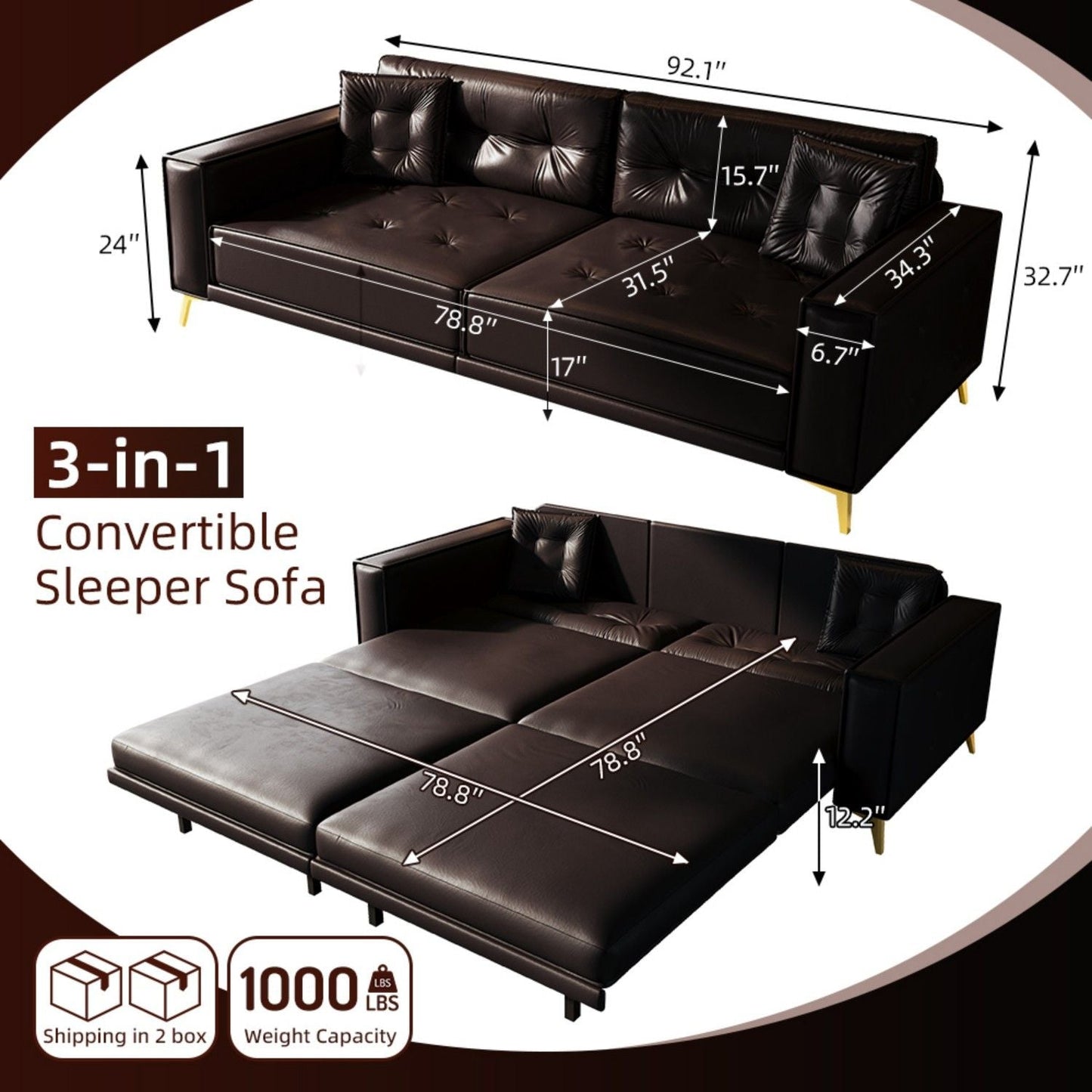 King Size Pull Out Sofa Bed 3 In 1 Home Essentials