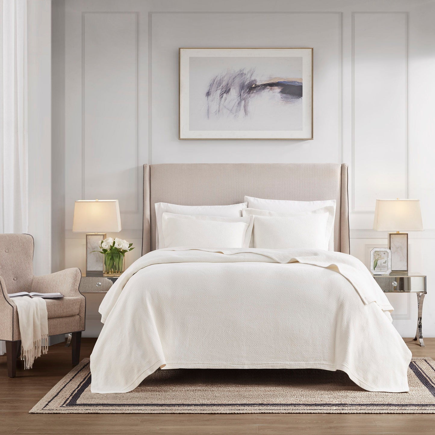 Fiore - 3 Piece Full Coverlet Set - Marshmallow Croscill Home