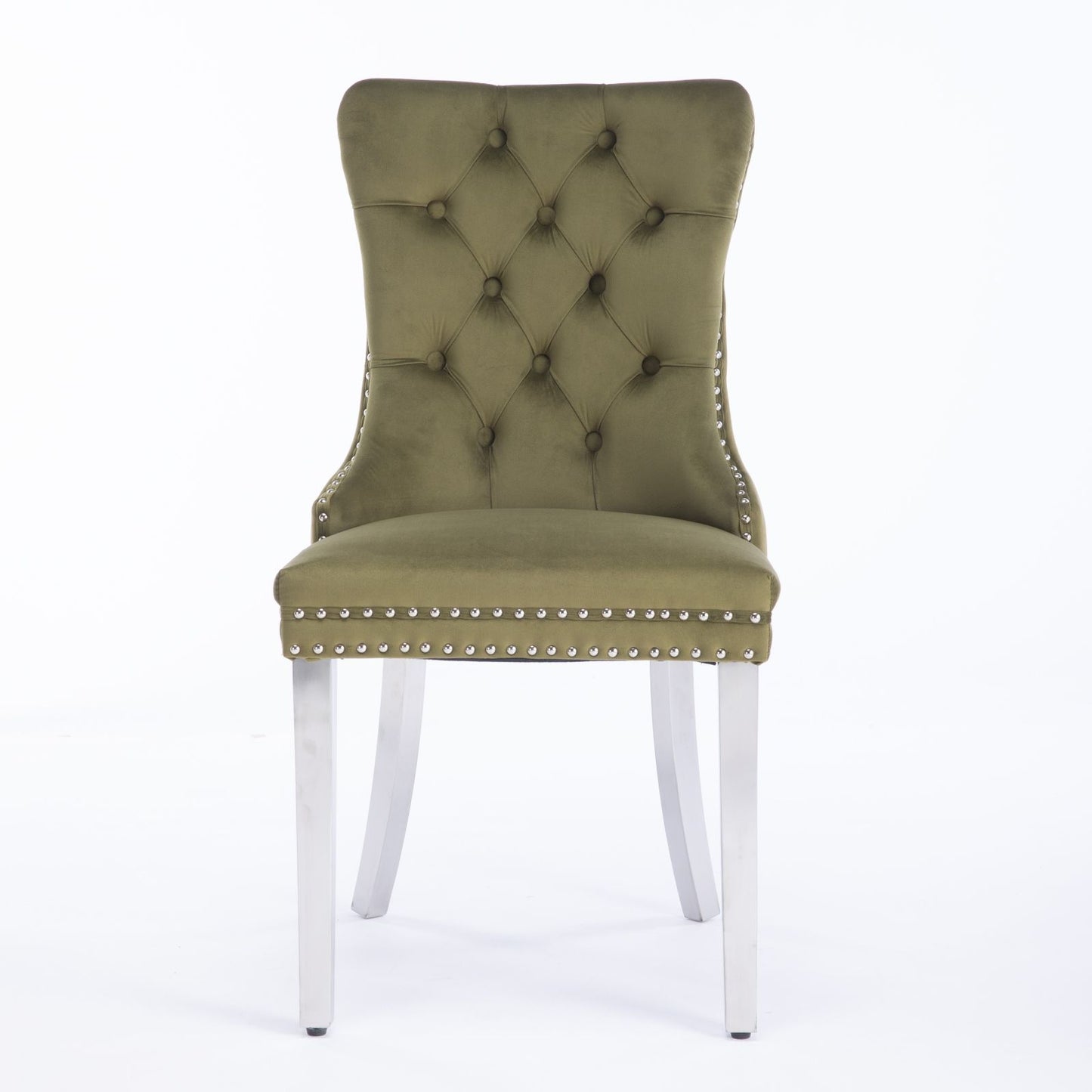 Nikki - Modern, High-End Tufted Solid Wood Contemporary Velvet Upholstered Dining Chair With Chrome Stainless Steel Plating Legs, Nailhead Trim (Set of 2) Home Essentials