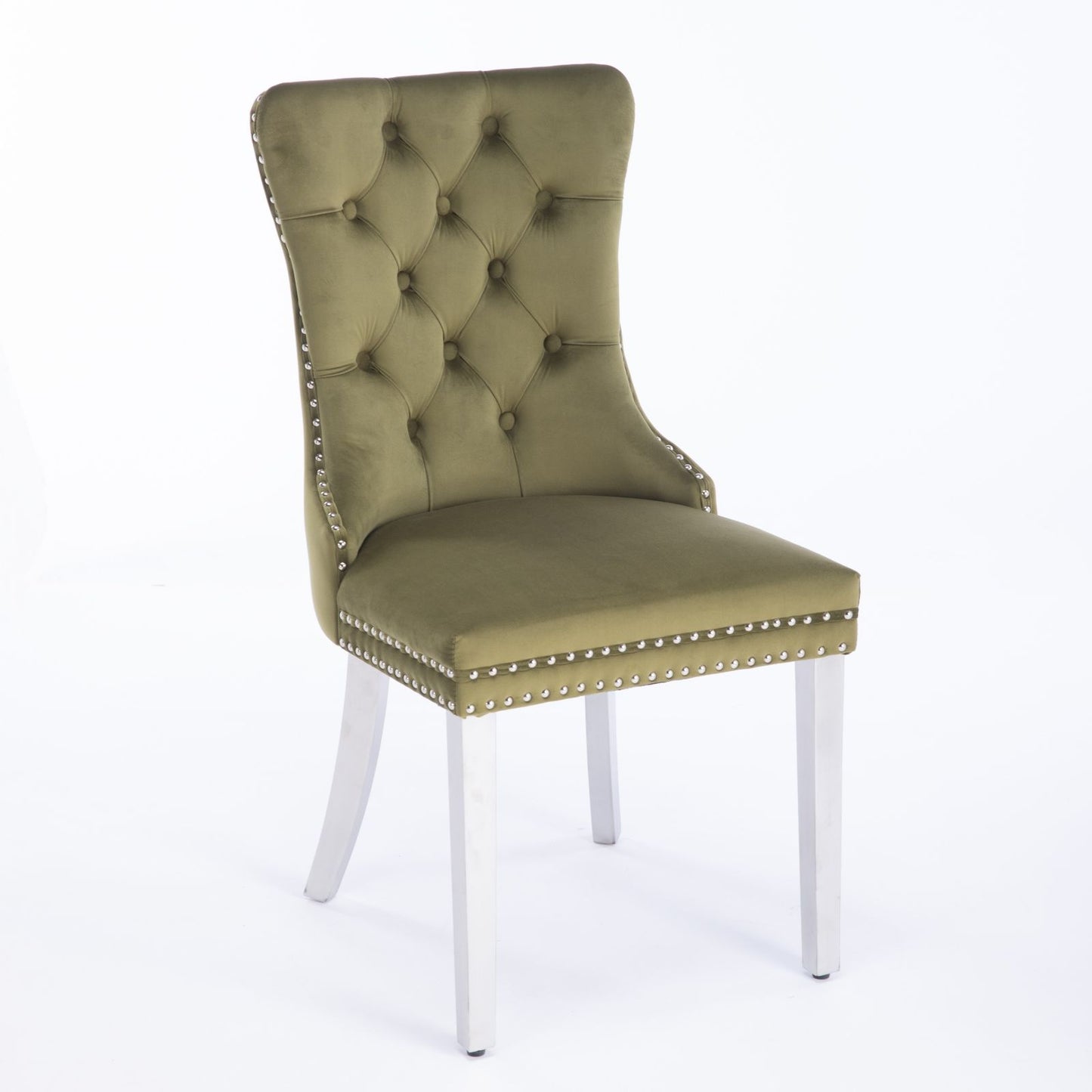 Nikki - Modern, High-End Tufted Solid Wood Contemporary Velvet Upholstered Dining Chair With Chrome Stainless Steel Plating Legs, Nailhead Trim (Set of 2) Home Essentials