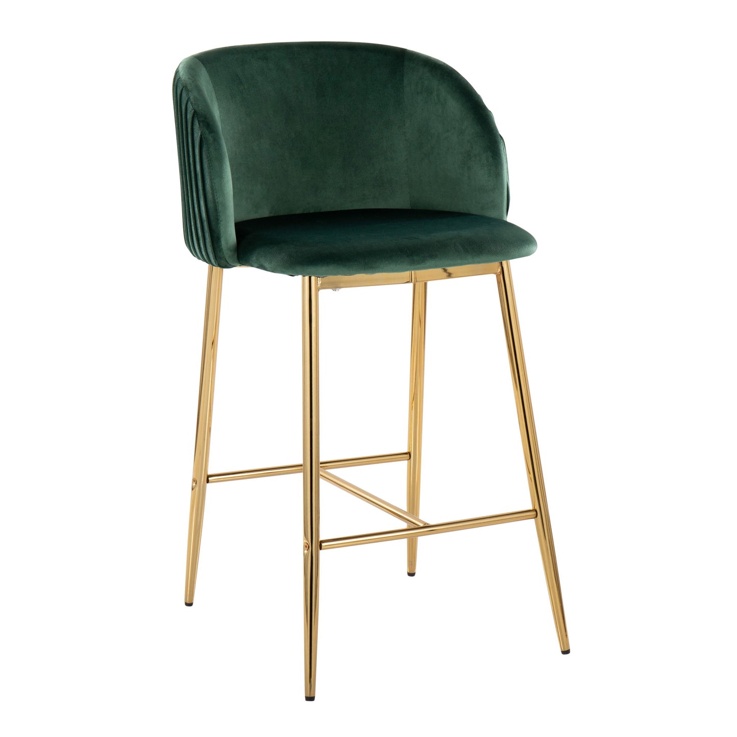 Fran - Pleated Contemporary / Glam Fixed Height Counter Stool (Set of 2) Lumi Source