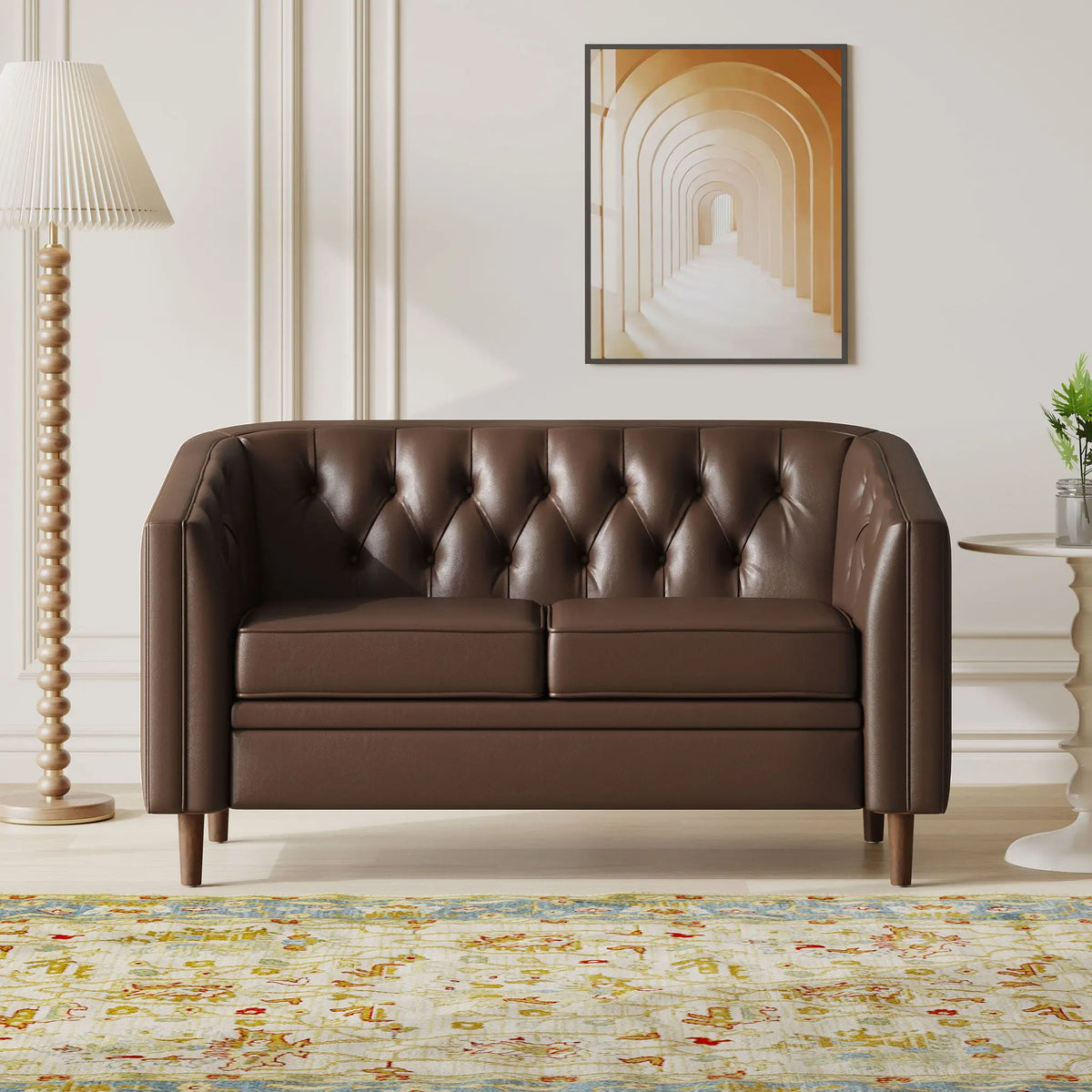 Sophisticated Loveseat With Diamond Stitched Detailing Noble House