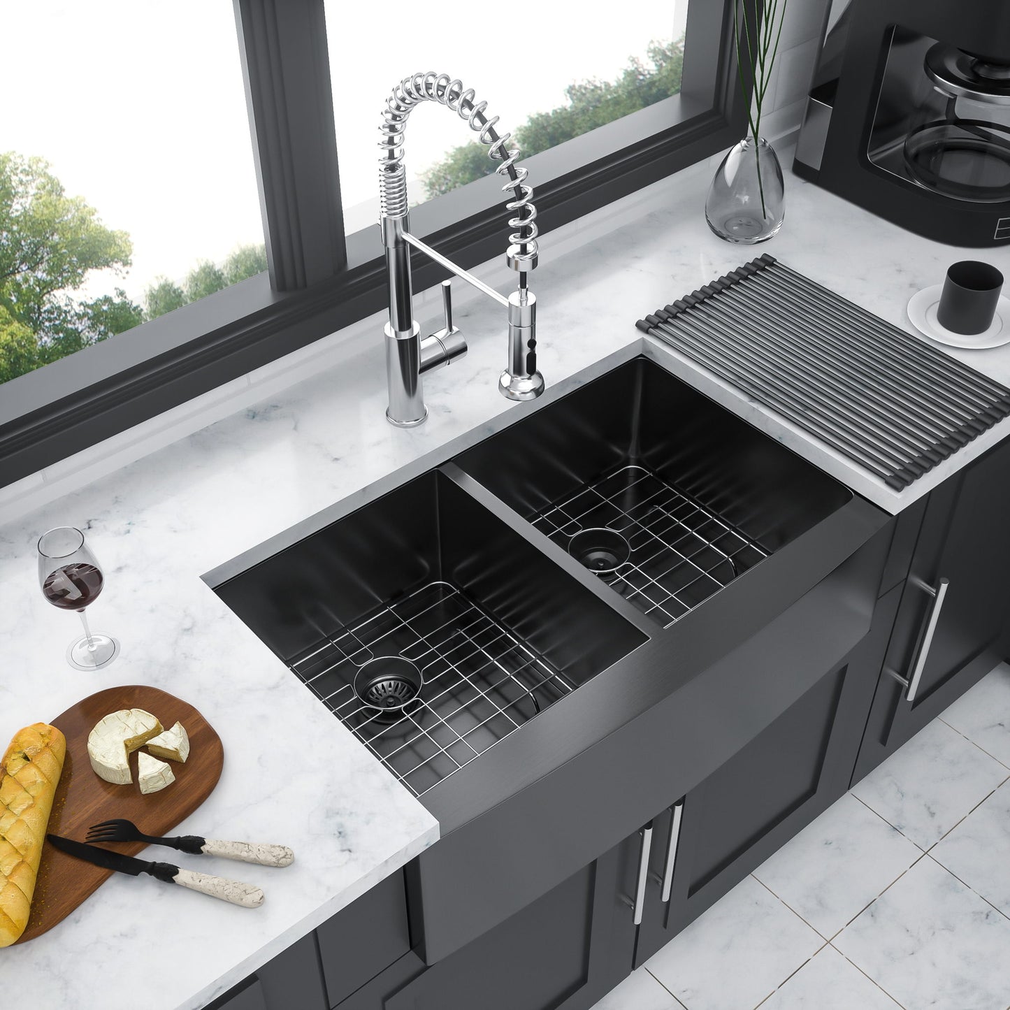 Double Bowl Farmhouse Sink / Stainless Steel Apron Front Daily Nest