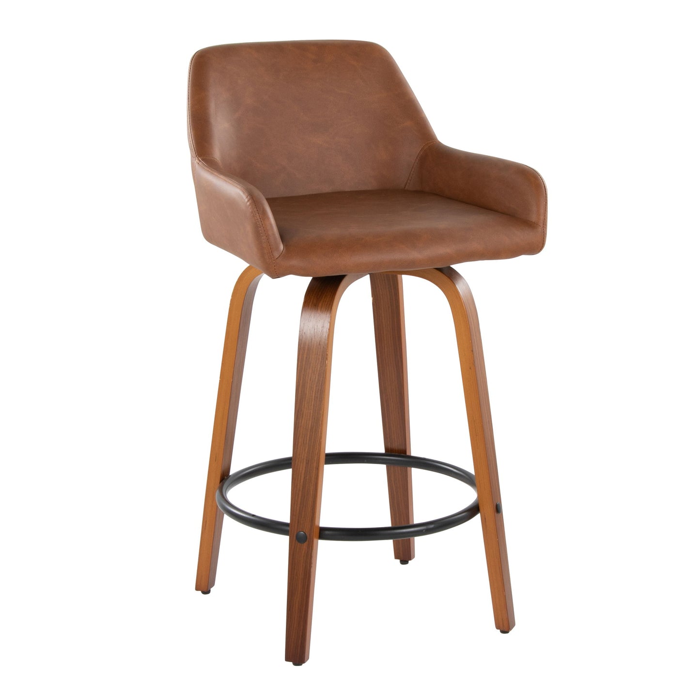 Daniella - Contemporary Fixed Height Counter Stool With Swivel With Round Footrest (Set of 2) Lumi Source