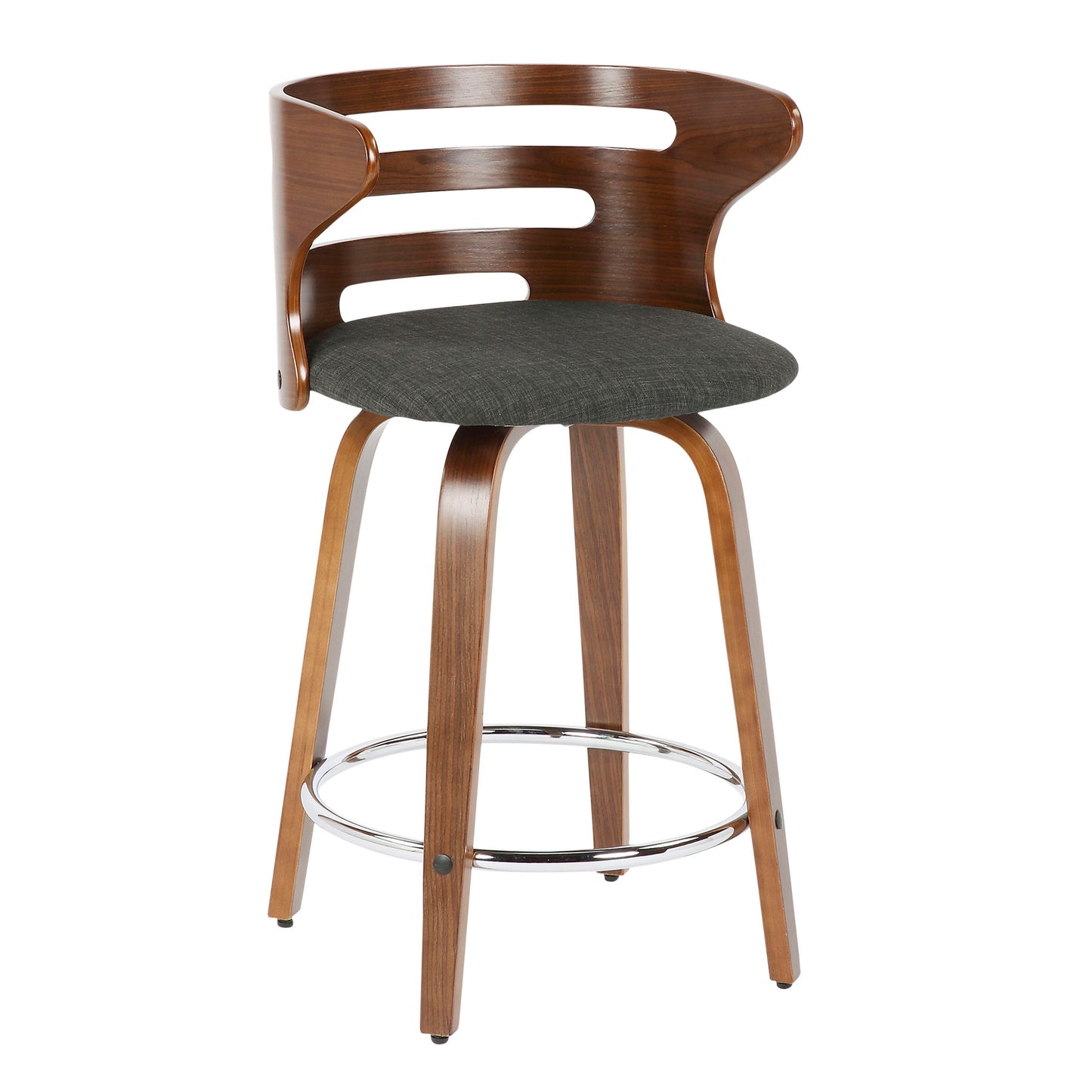 Cosini - Mid Century Modern Fixed Height Counter Stool With Footrest With Swivel (Set of 2) Lumi Source