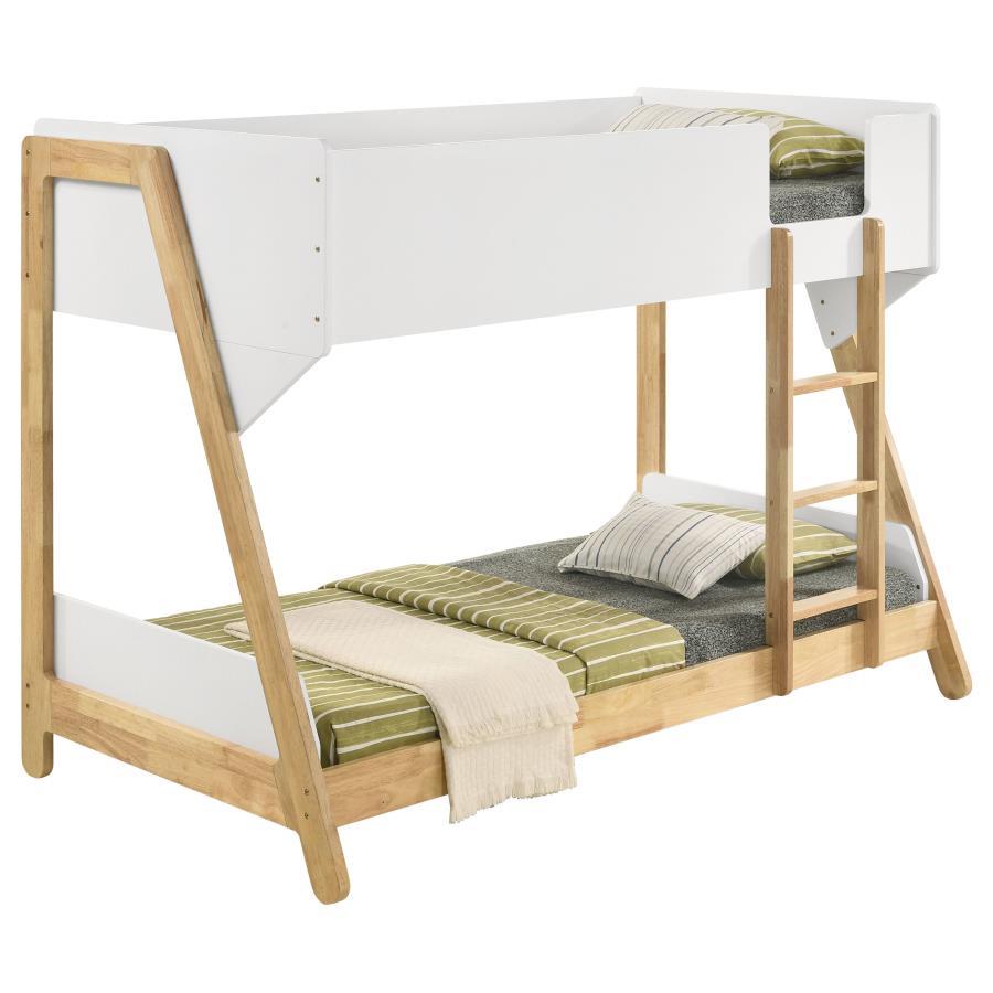 Wyatt - Wood Twin Over Twin Bunk Bed - White And Natural Coaster Fine Furniture