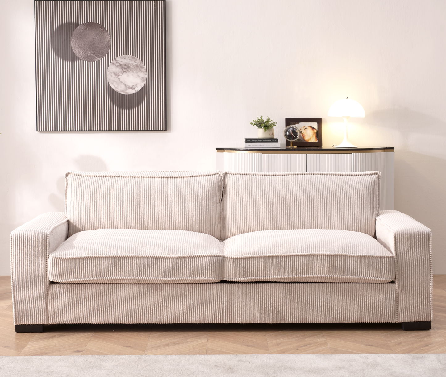 Luxe - Corduroy Sofa With Sleek Design, Spacious And Comfortable 3 Seater Couch US Pride