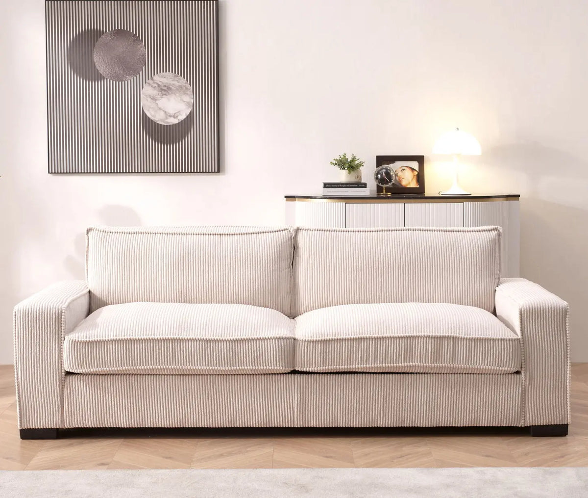 Luxe - Corduroy Sofa With Sleek Design, Spacious And Comfortable 3 Seater Couch US Pride