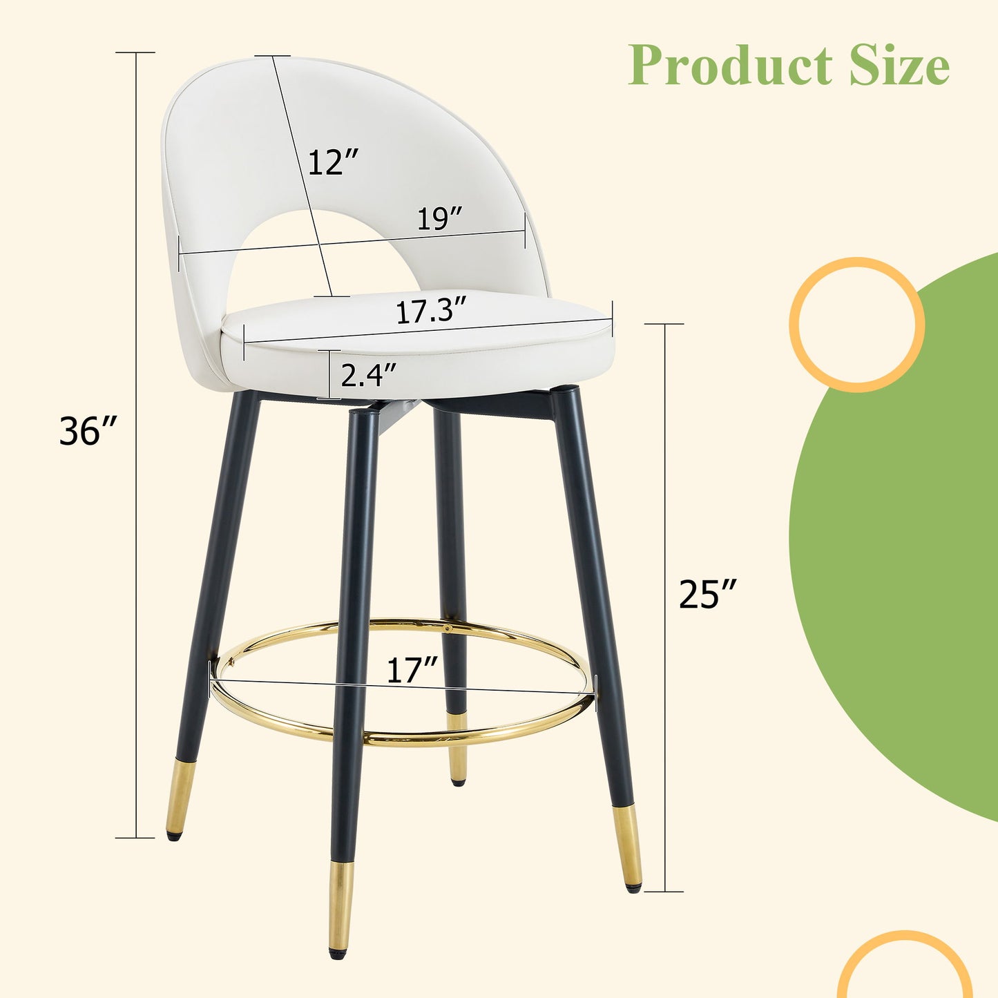 Upholstered Rotatable Bar Chair With Metal Legs For Dining Room Home Essentials