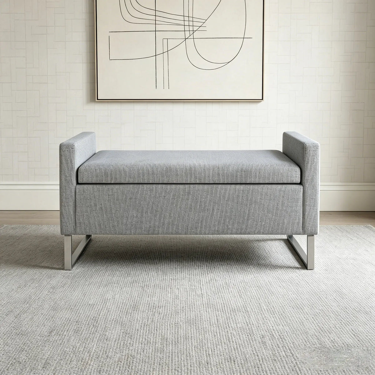 Upholstered Ottoman Bench With Storage - Dark Gray Home Essentials