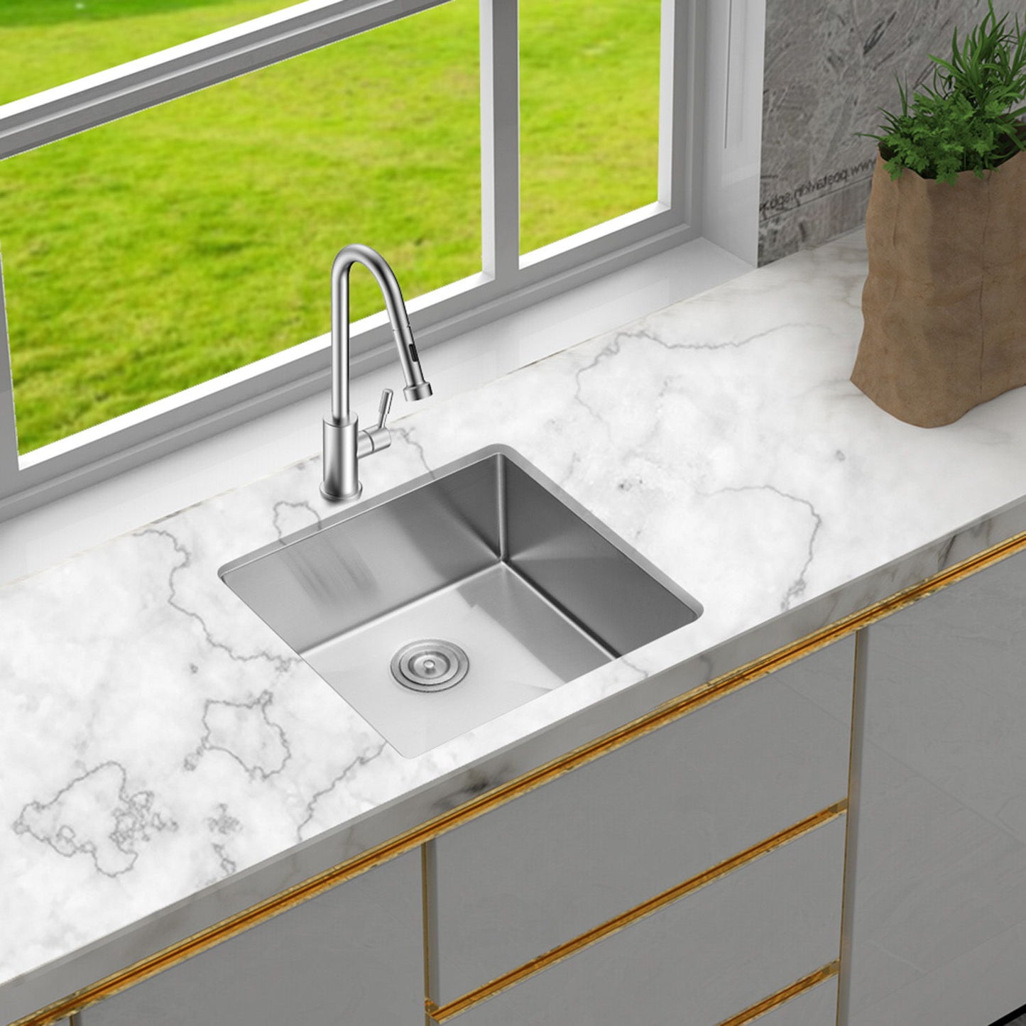Undermount Steel Kitchen Sink, Deep Single Bowl Basin Daily Nest