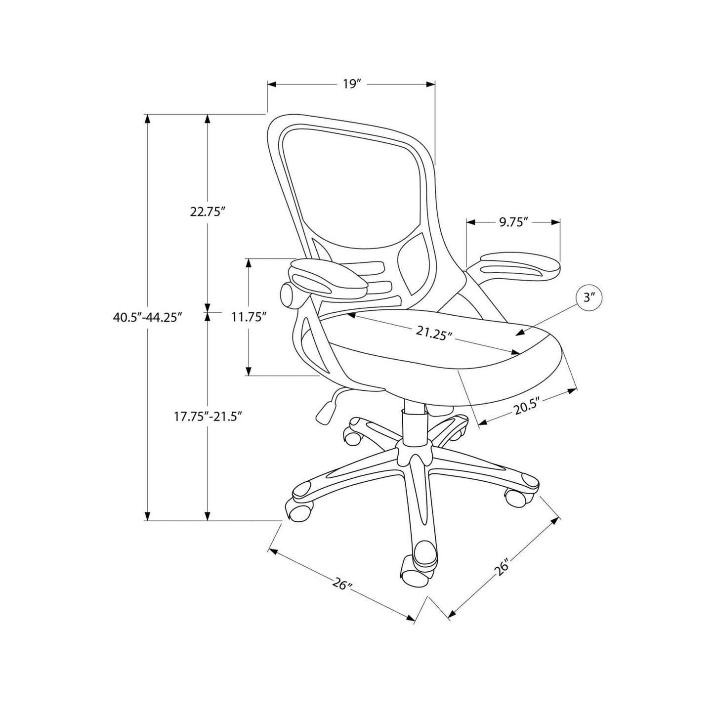 Office Chair With Adjustable Height For Workspaces - Black 8th Street