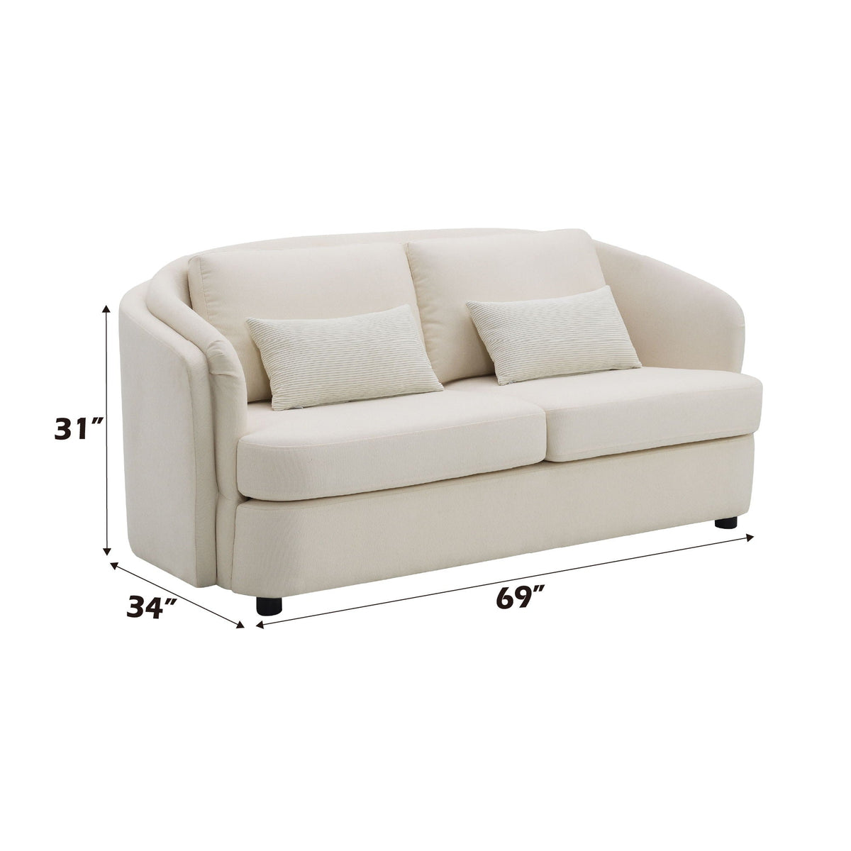 Mariko - Linen Loveseat With 2 Toss Pillows - Beige Acme