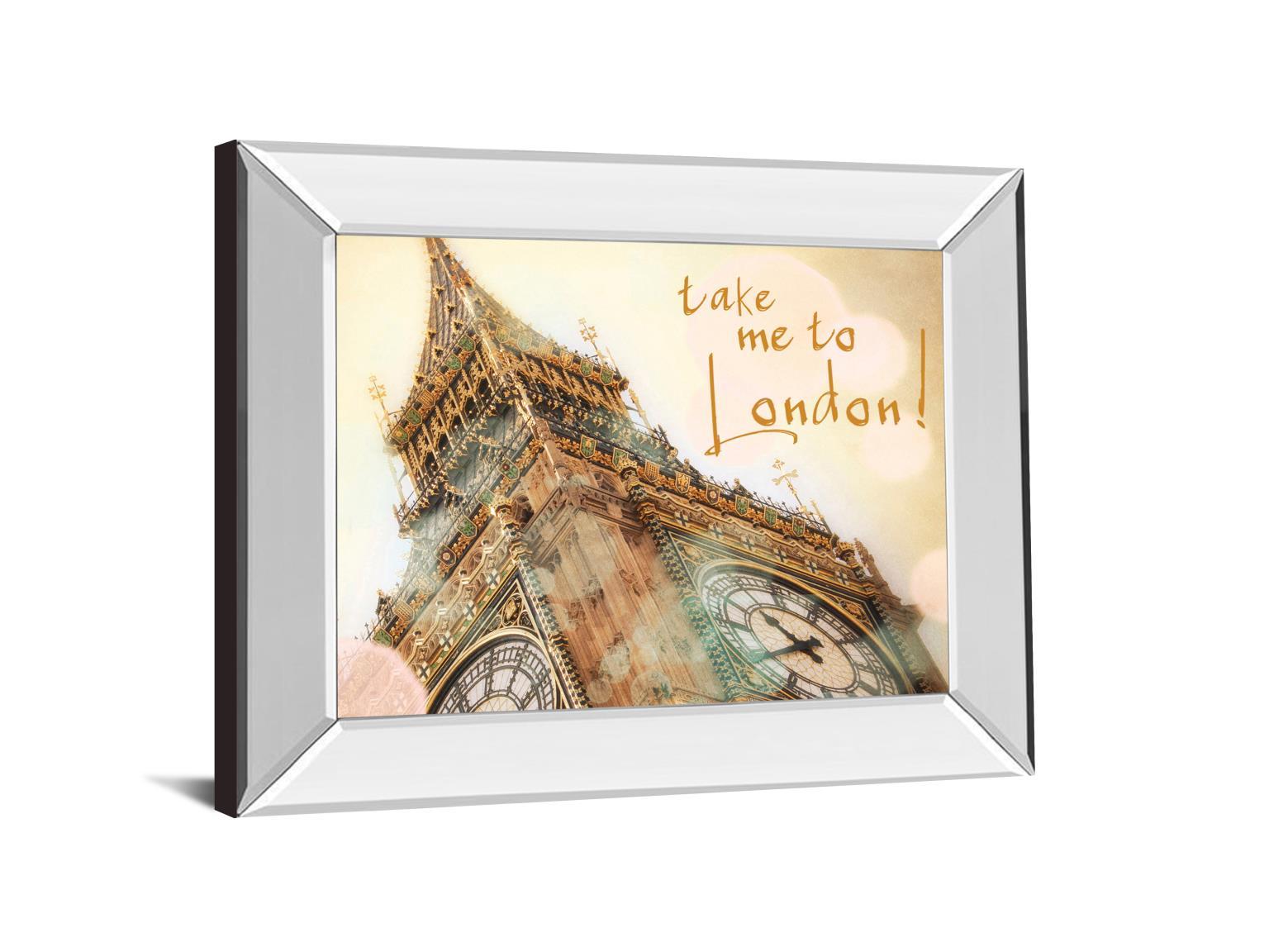 Take Me To London By Emily Navas - Mirror Framed Print Wall Art - Beige Classy Art
