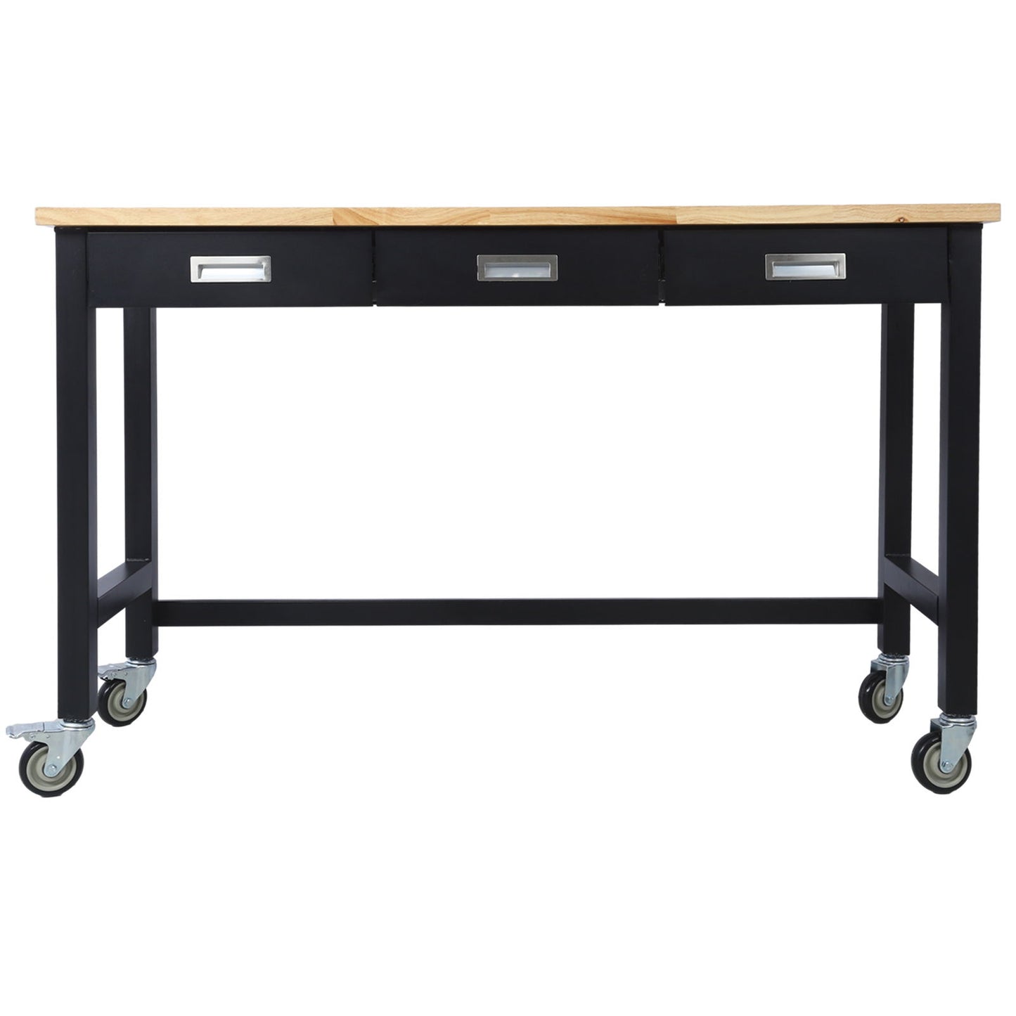 Work Bench, Workbench With Drawer Storage, Heavy Duty Bamboo Wood Work Table With Wheels For Garage Home Office Daily Nest