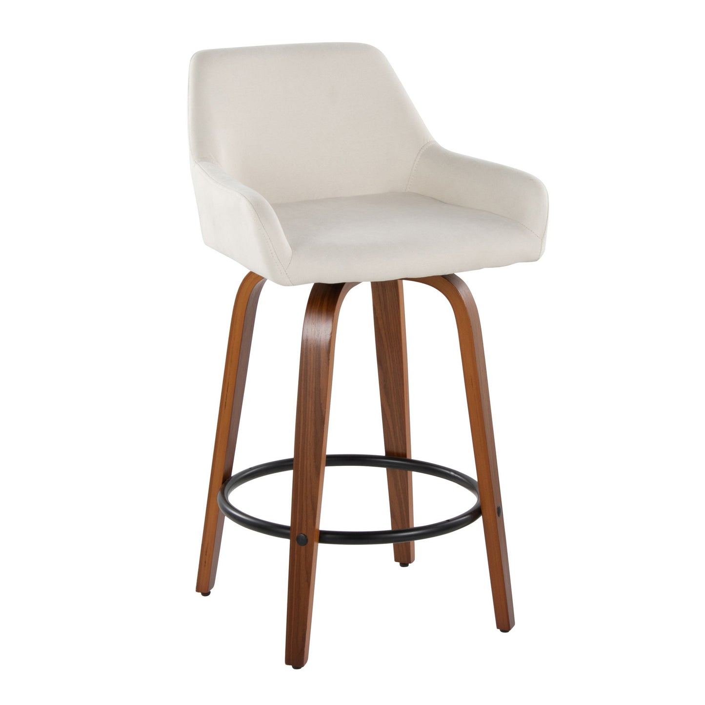 Daniella - Contemporary Fixed Height Counter Stool With Swivel With Round Footrest (Set of 2) Lumi Source