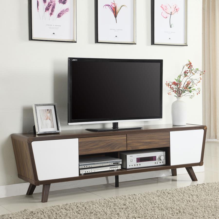 Alvin - 2 Door Engineered Wood TV Stand - Dark Walnut CoasterEssence