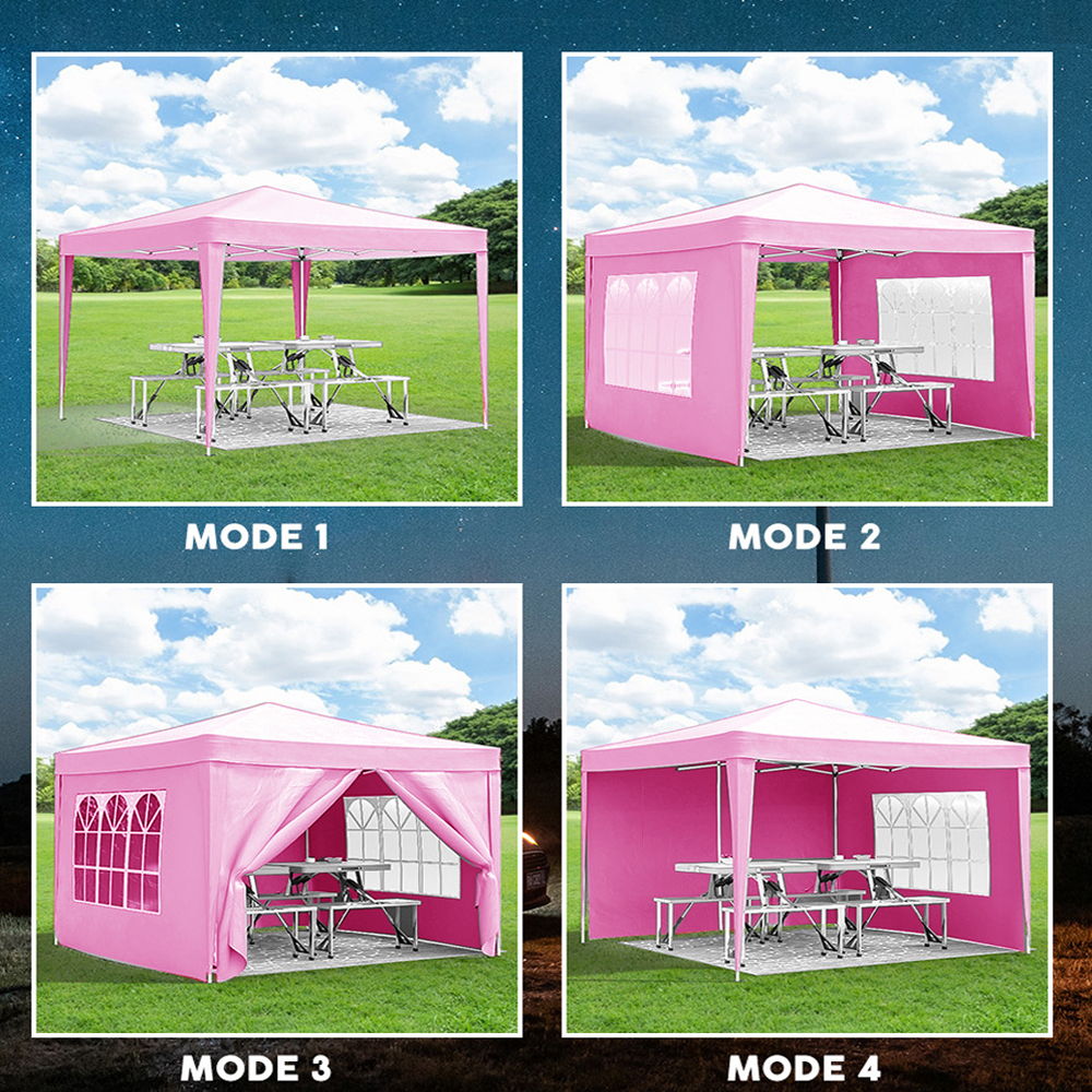 10'X10' Folding Canopy With 4 Removable Sidewalls Outdoor Event Shelter UPF 50+ Gazebo Portable Tents For Parties Beach Camping Wedding Ez Pop Up Canopy 4 Pieces Weight Bag + Carry Bag Home Essentials