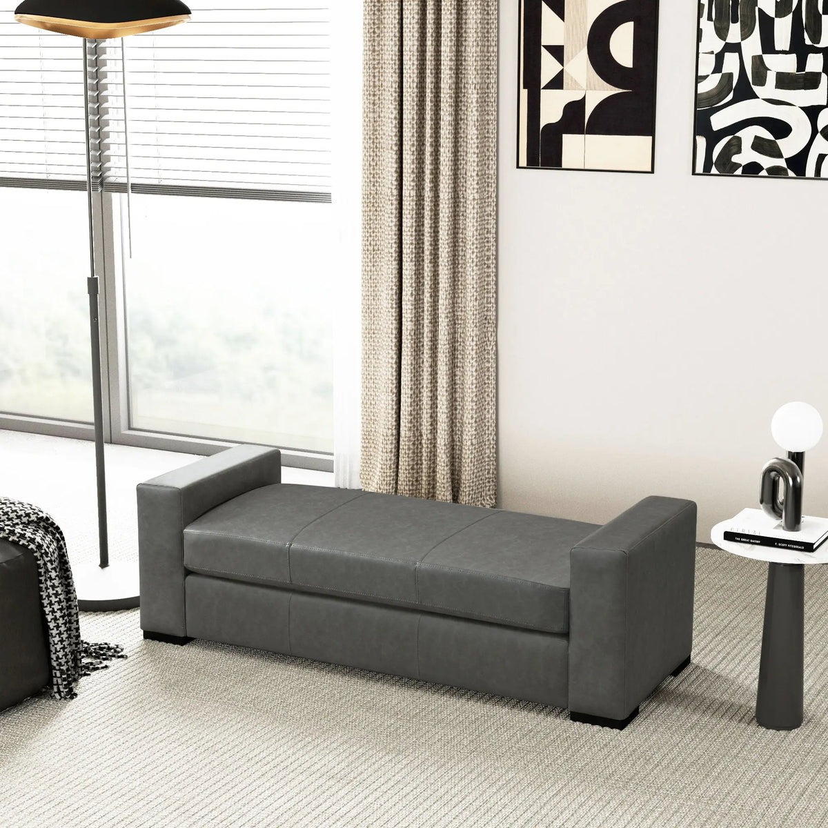 Ottoman With Unique Armrest Design For Living Spaces Noble House
