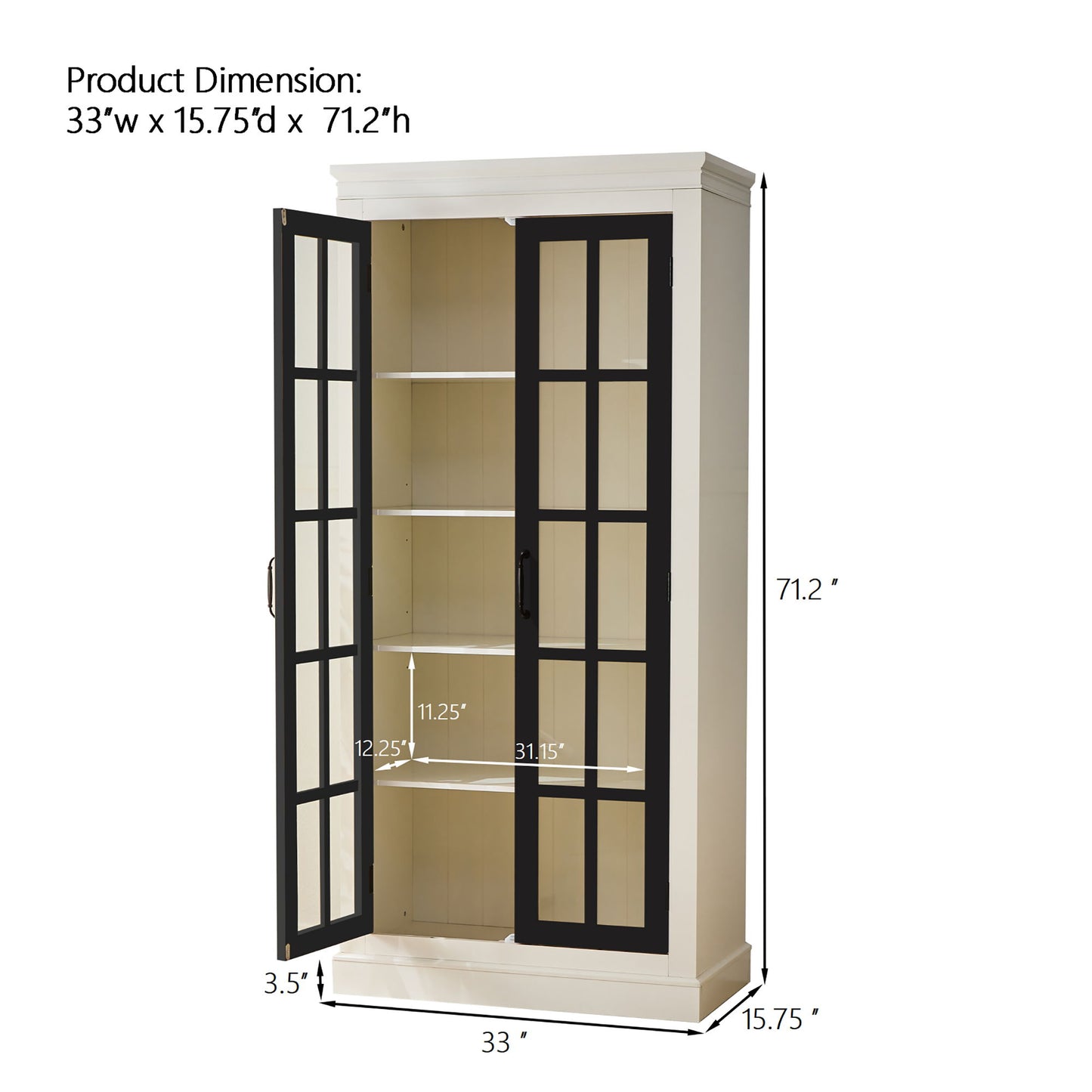 Rustic Style Display Cabinet With Glass Doors For Collectibles Hearth and Haven