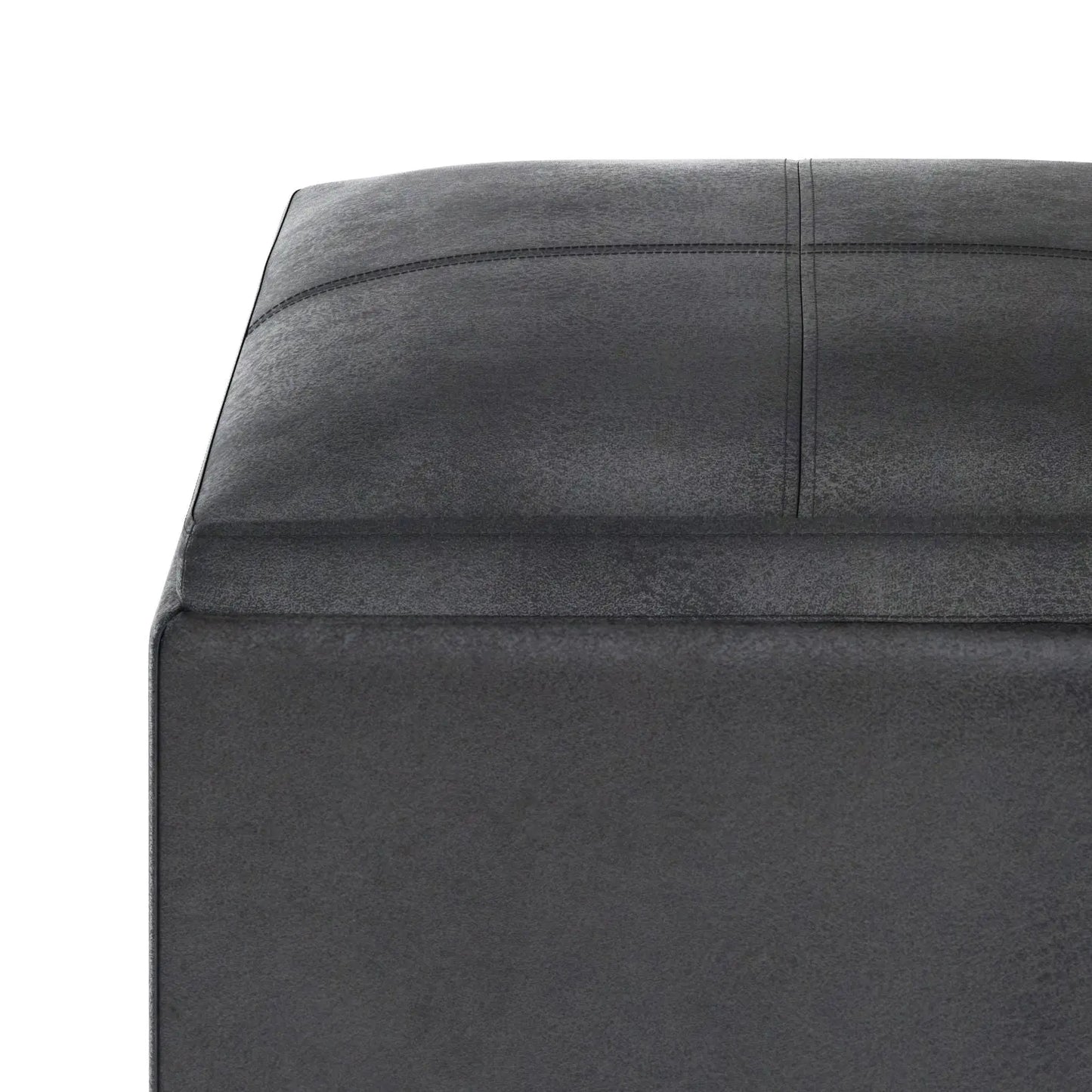 Rockwood - Upholstered Cube Storage Ottoman With Tray Simpli-Home