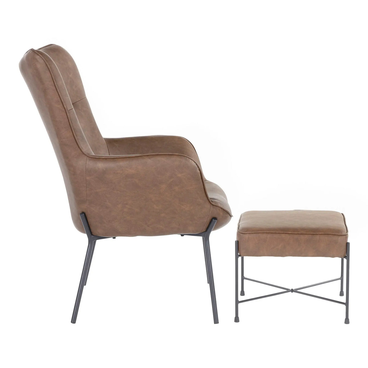 Izzy - Industrial Lounge Chair & Ottoman Set Lumi Source
