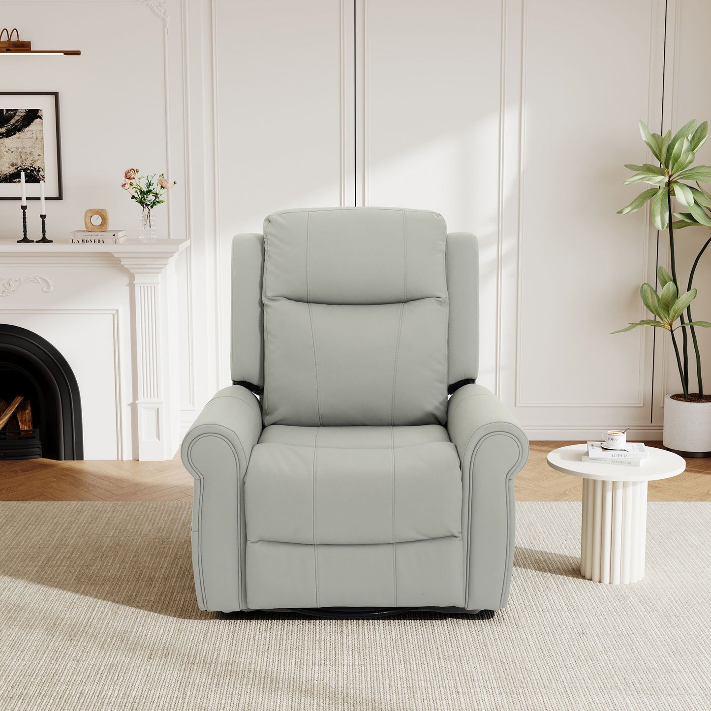 Manual Recliner Chair With 270 Degree Swivel, Massage & Heating, Dual Reclining Positions Noble House