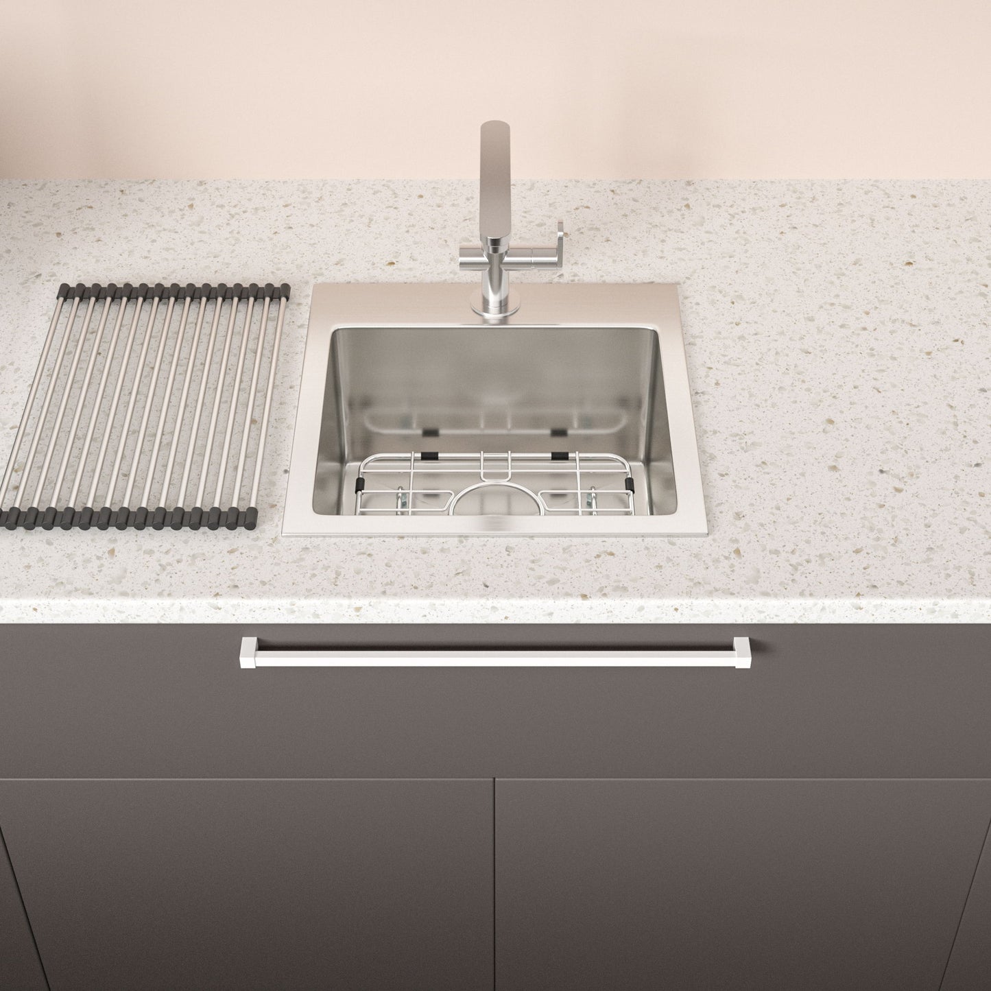 Premium Laundry Drop In Utility Sink 16 Gauge Stainless Steel, Topmount Daily Nest