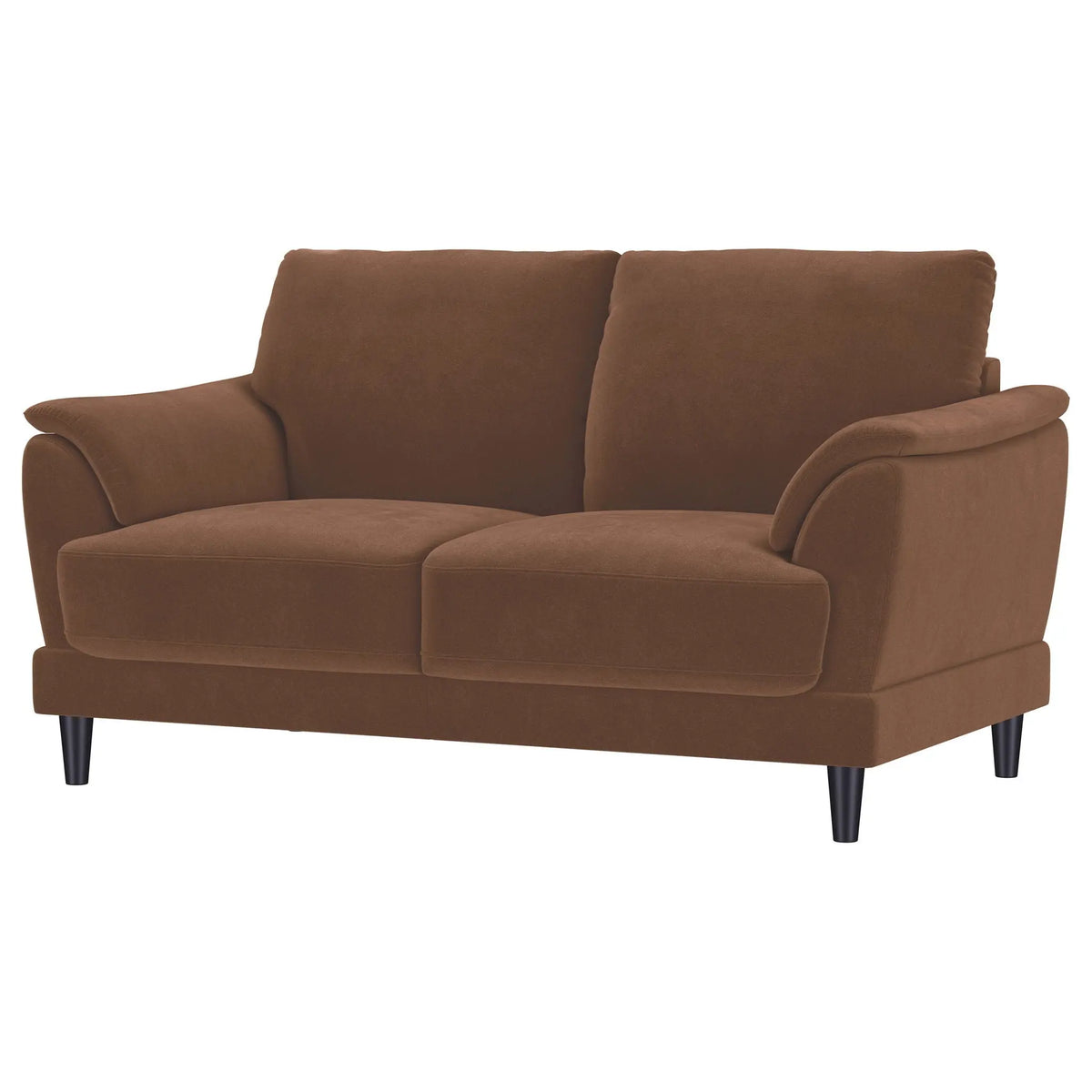 Dania - Upholstered Crescent Loveseat With Curved Tufted Arms - Rust Furniture Max