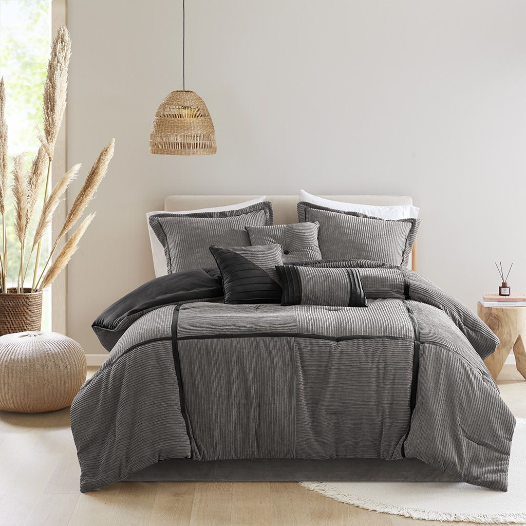 Dallas - 7 Piece King Comforter Set - Gray Madison Park