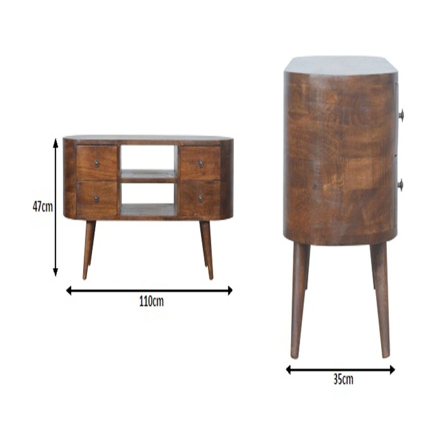 Solid Wood Rounded Entertainment Unit Artisan Furniture