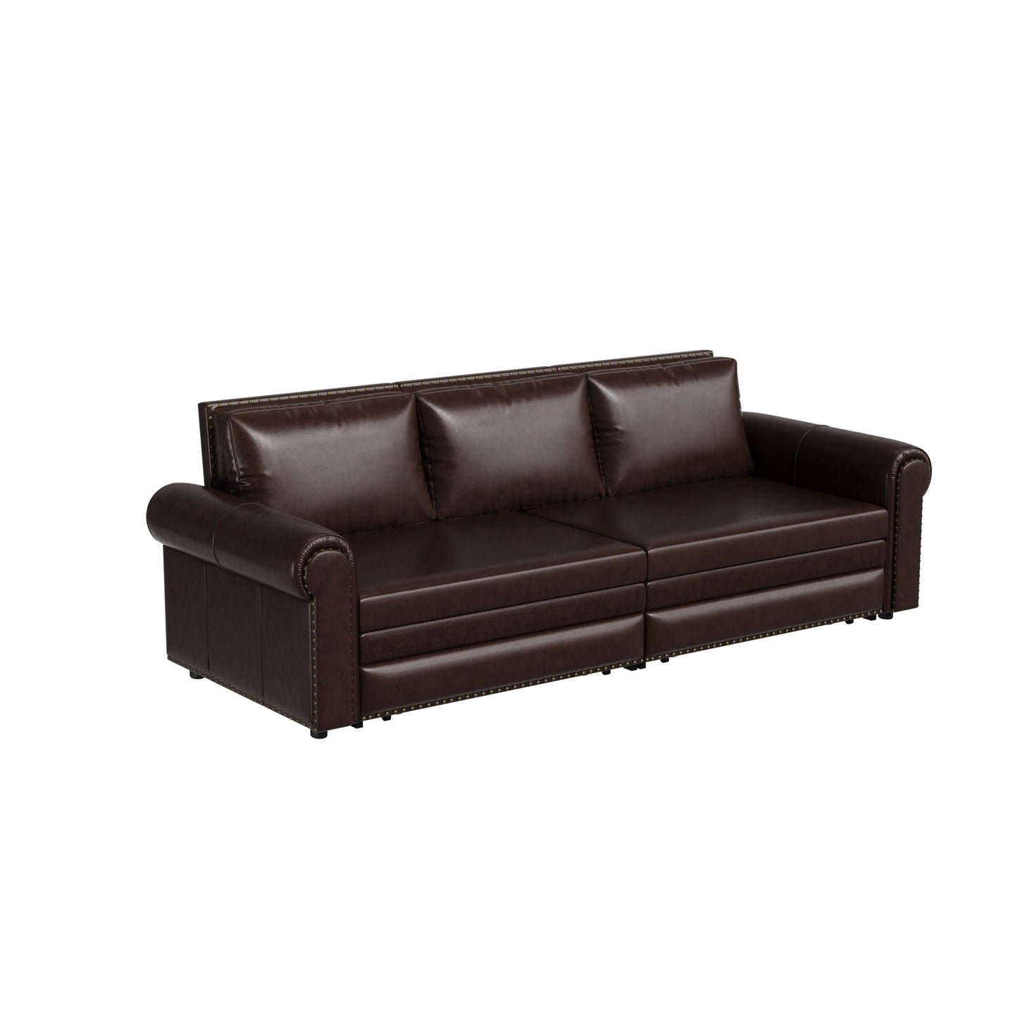 3 In 1 Convertible Sleeper Sofa With Nailhead Trim & Rolled Arm Home Essentials