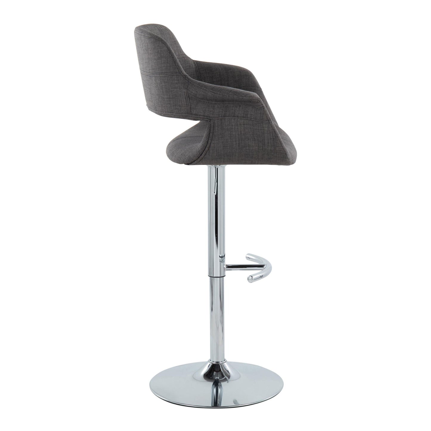 Vintage Flair - Mid Century Modern Adjustable Barstool With Swivel With Rounded T Footrest (Set of 2) Lumi Source