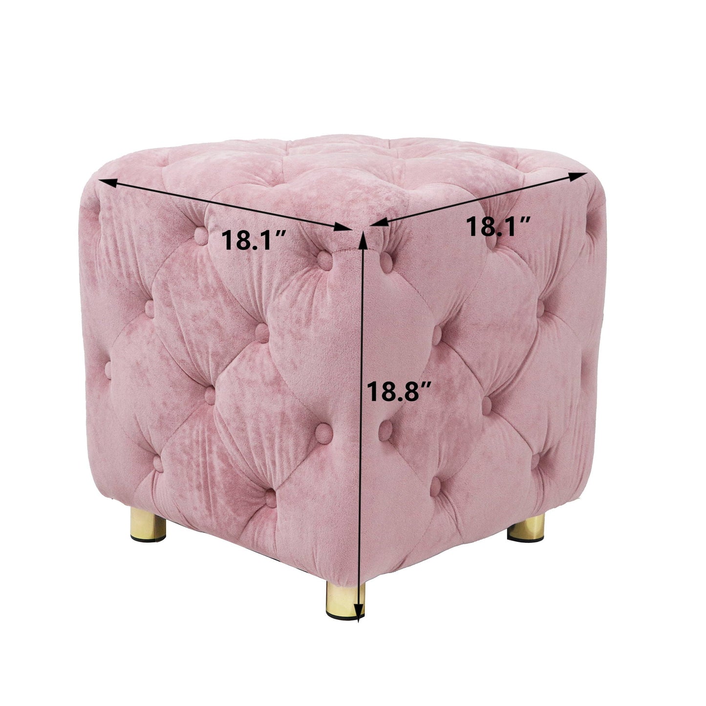 Modern Velvet Upholstered Ottoman, Exquisite Small End Table, Soft Foot Stool, Dressing Makeup Chair, Comfortable Seat For Living Room, Bedroom, Entrance Home Essentials