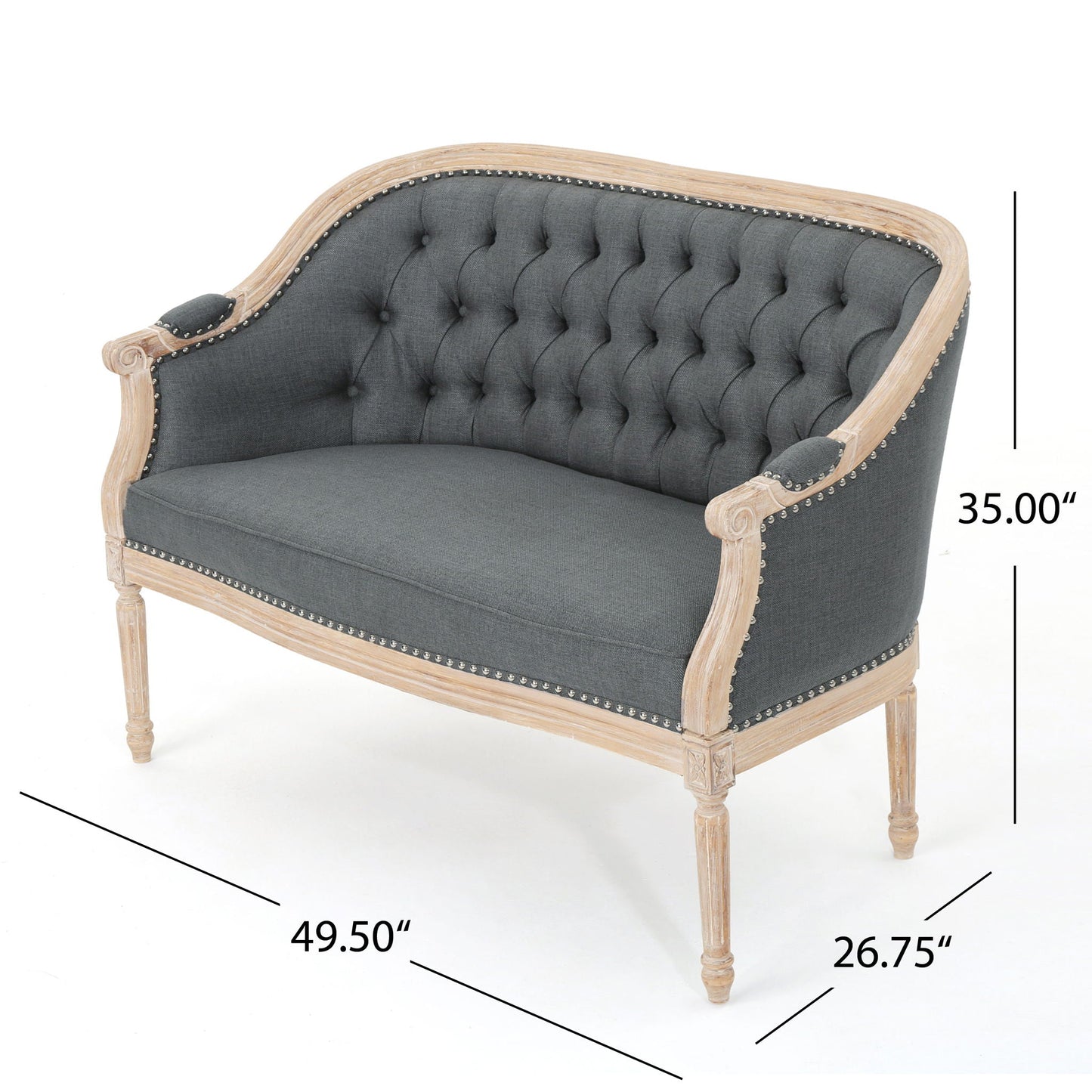 French Country Chesterfield Style Tufted Loveseat Noble House