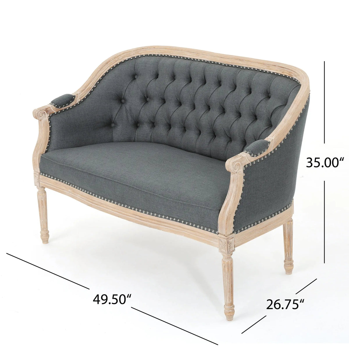 French Country Chesterfield Style Tufted Loveseat Noble House