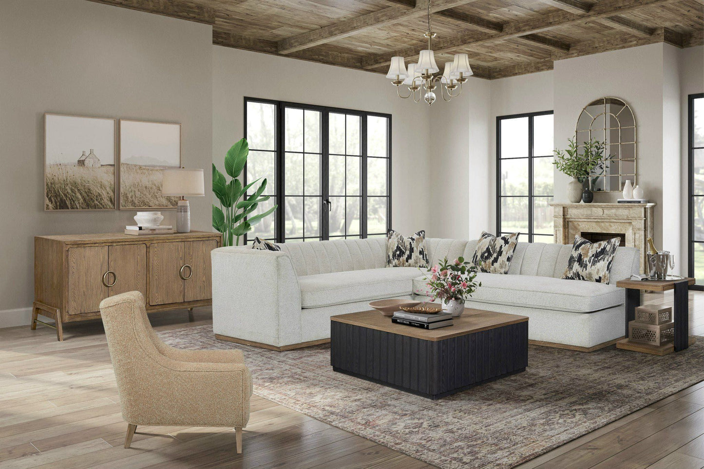 Channel - Armless Loveseat - Off White Bernards Furniture