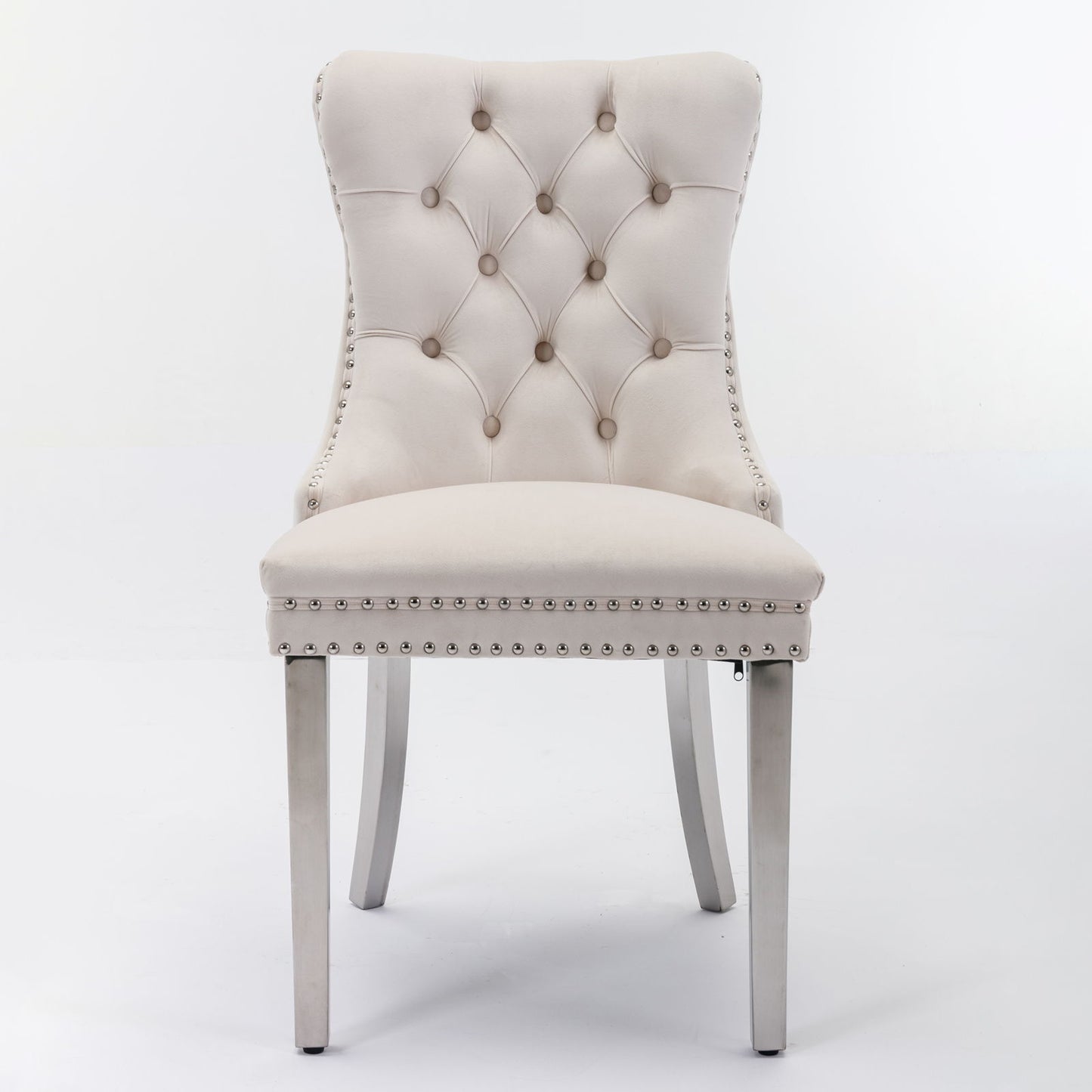 Nikki - Modern, High-End Tufted Solid Wood Contemporary Velvet Upholstered Dining Chair With Chrome Stainless Steel Plating Legs, Nailhead Trim (Set of 2) Home Essentials