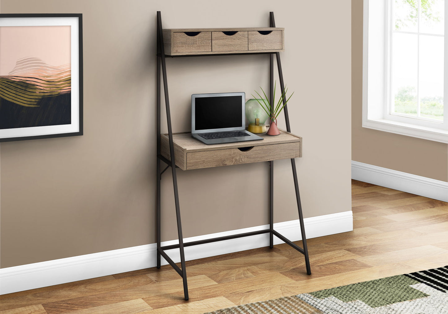 Computer Desk For Home Office, Laptop, Leaning, Storage Drawers, Contemporary & Modern 8th Street