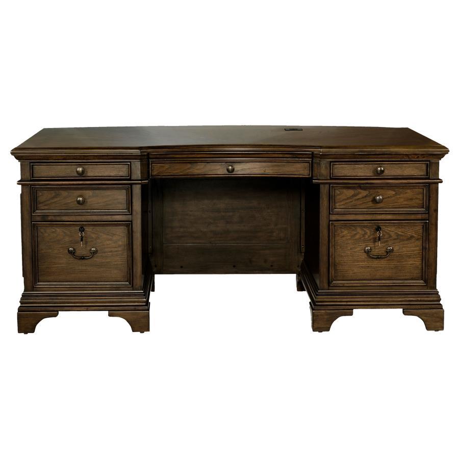 Hartshill - 7-Drawer Executive Desk - Burnished Oak CoasterElevations