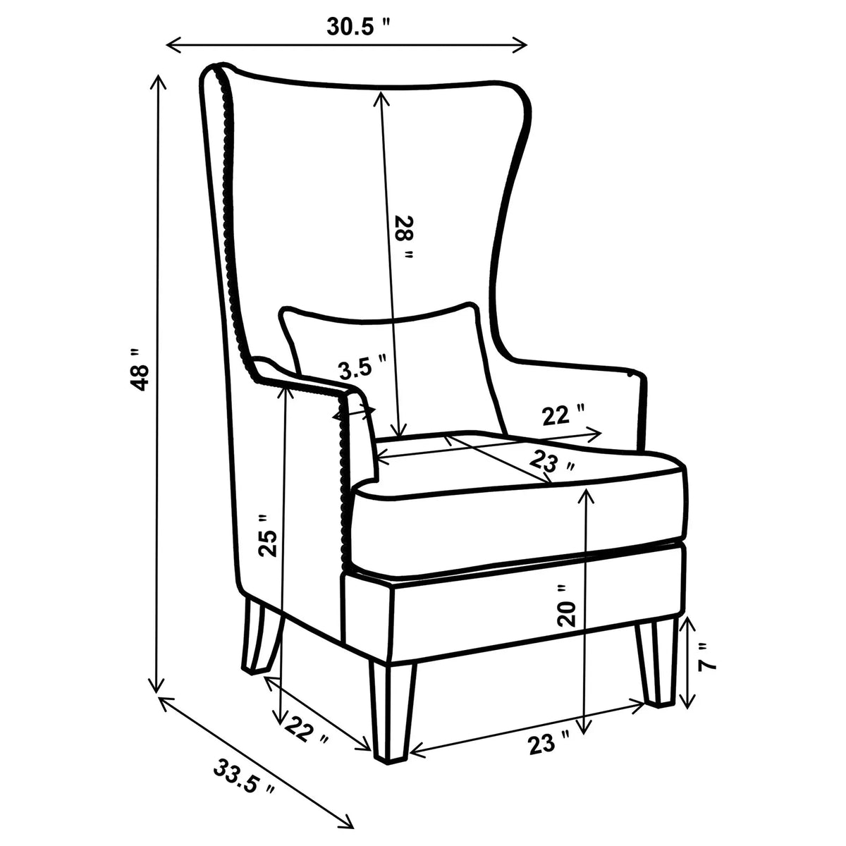 Lindstrom - Wingback Accent With Contoured Back - Ivory White Furniture Max